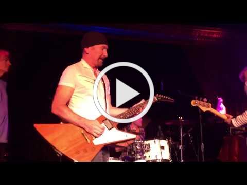 The Edge &amp; Adam Clayton play w/Unforgettable Fire Tribute Band at The Cutting Room NYC 07/29/15